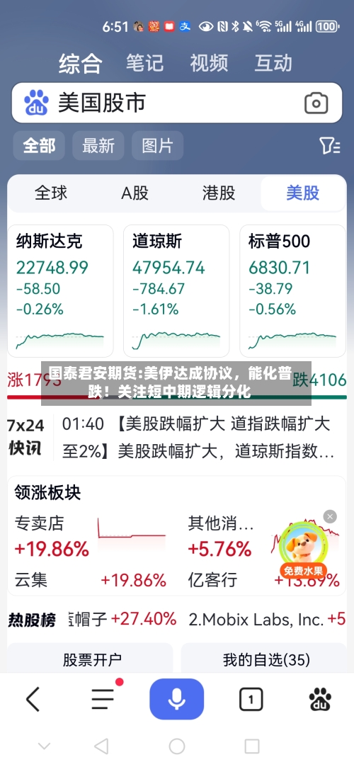 国泰君安期货:美伊达成协议，能化普跌！关注短中期逻辑分化
