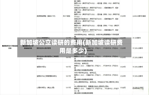新加坡公立读研的费用(新加坡读研费用是多少)