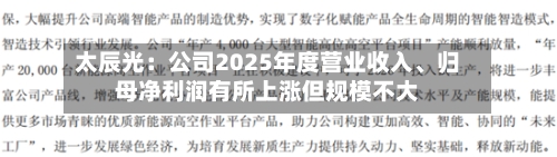 太辰光:公司2025年度营业收入、归母净利润有所上涨但规模不大