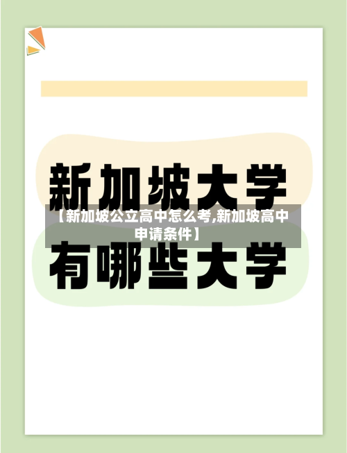 【新加坡公立高中怎么考,新加坡高中申请条件】