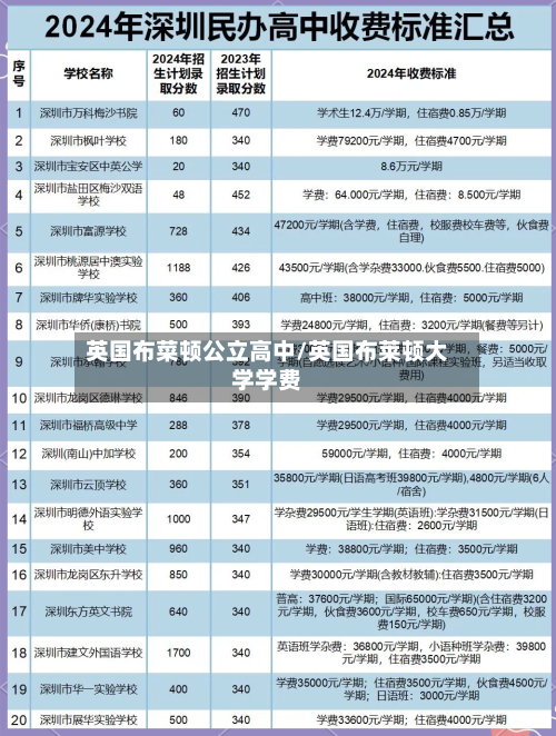 英国布菜顿公立高中/英国布莱顿大学学费
