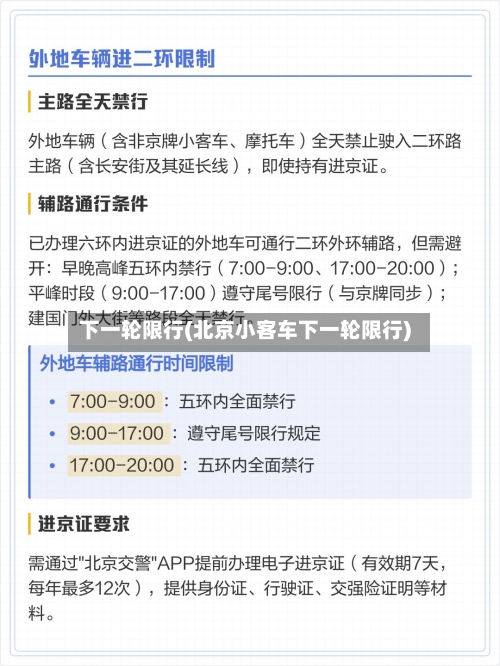 下一轮限行(北京小客车下一轮限行)
