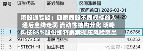 港股通专题：四家同股不同权标的入通后全线走弱 流动性结构分化 明略科技85%股份即将解禁抛压风险突出